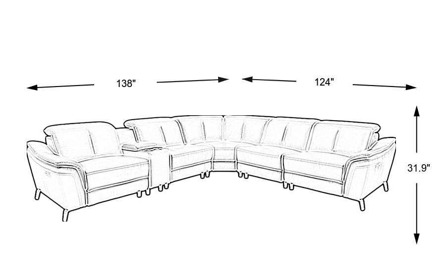 Sofia vergara naples light gray leather 2024 6 pc dual power reclining sectional