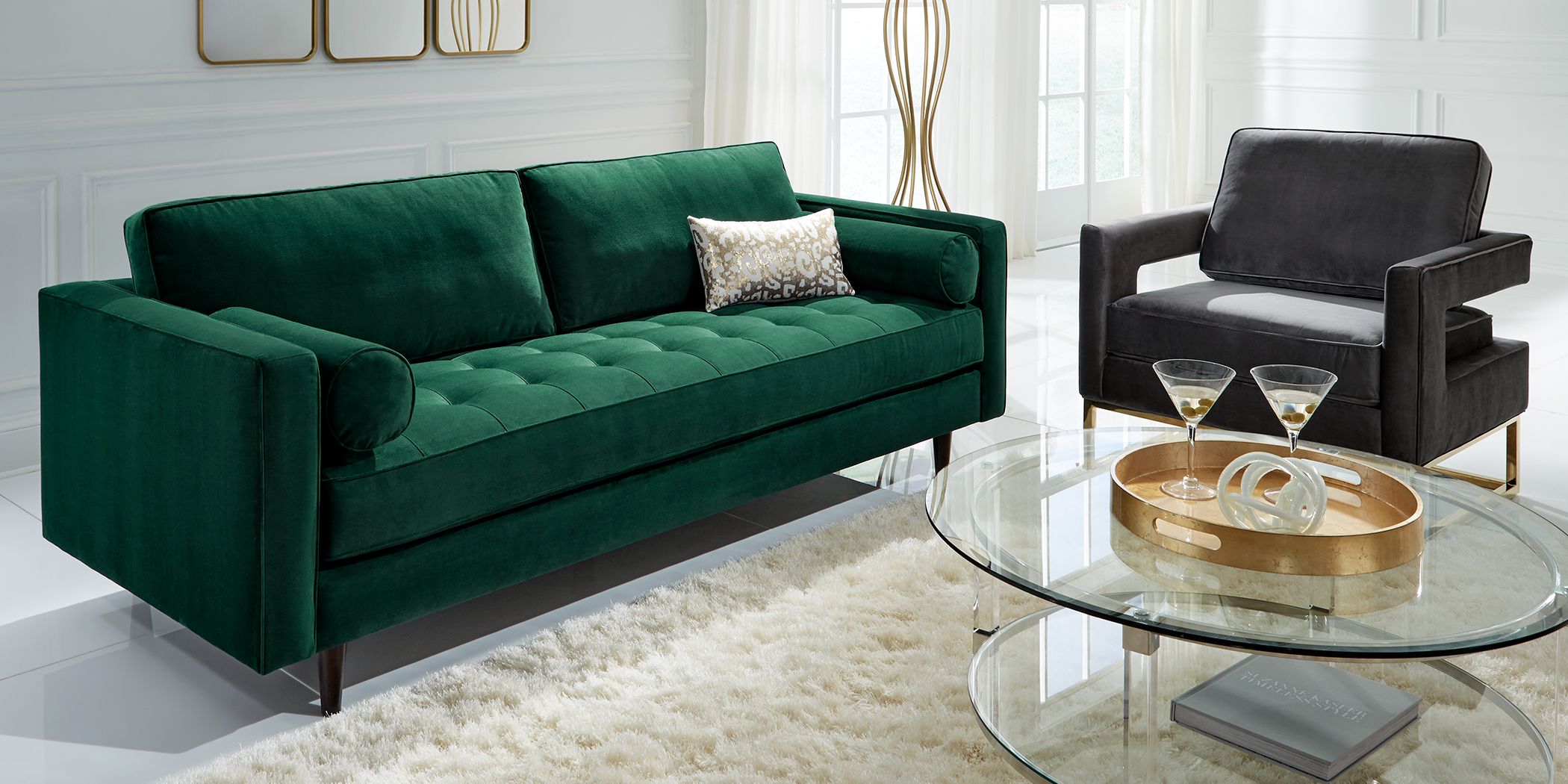 Sofia Vergara Pacific Palisades Emerald Plush 2 Pc Living Room