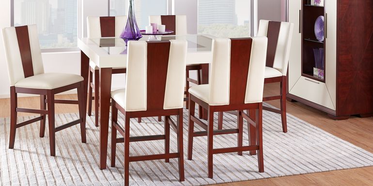 Savona Ivory 5 Pc Counter Height Dining Room with Wood Back Stools