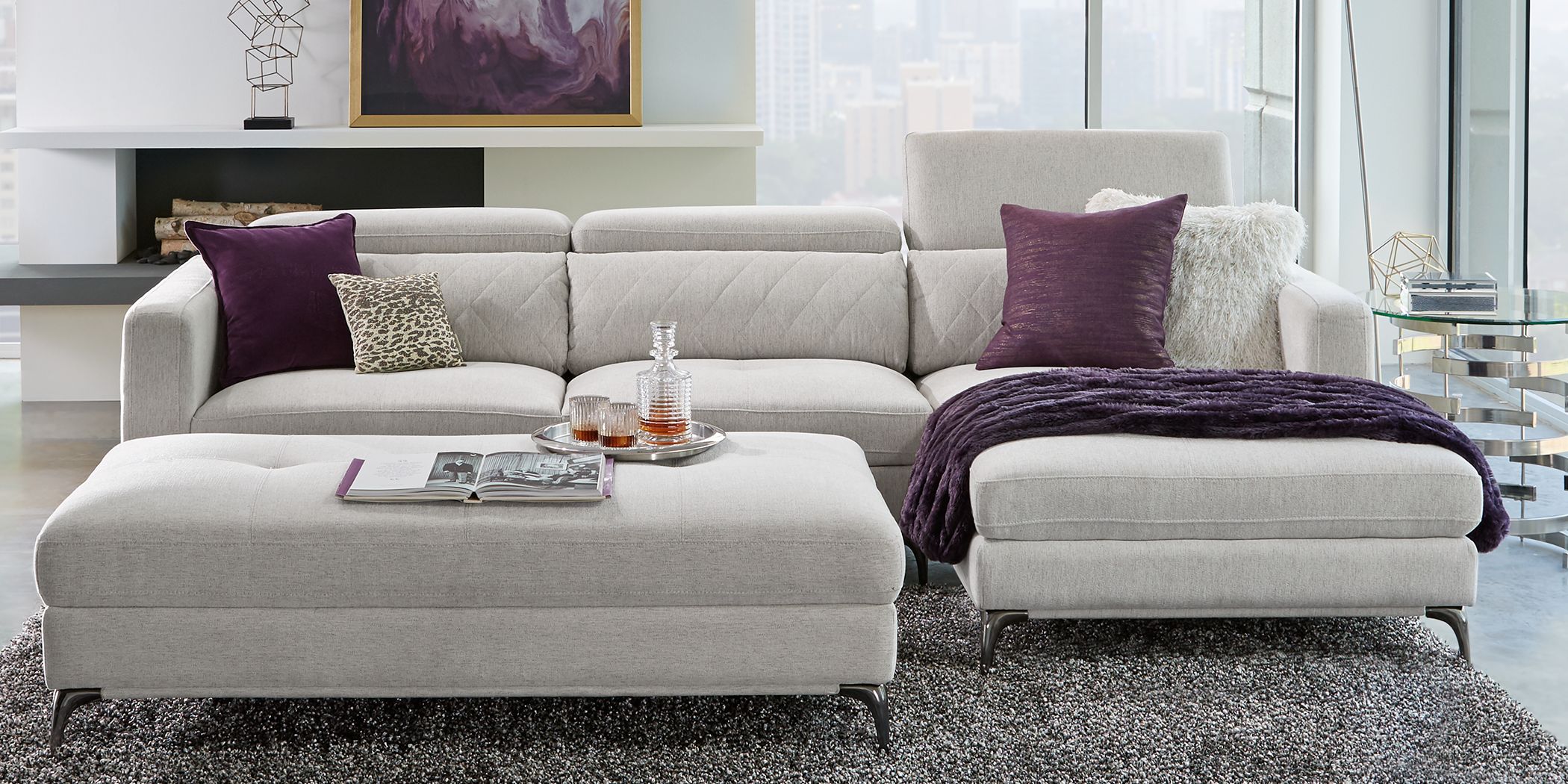 Sofia vergara claremont gray deals 2 pc sectional