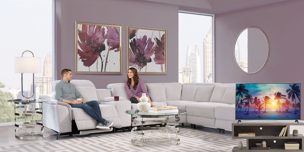 Sofia vergara turano gray 6 deals pc dual power reclining sectional