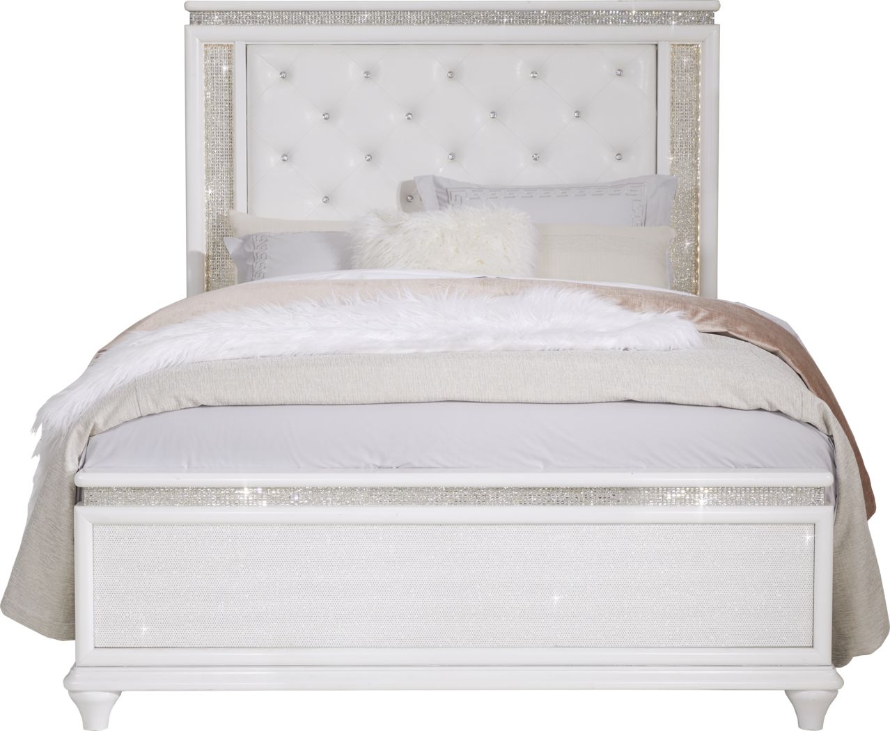 Vegas 5 Pc White Colors,White Queen Bedroom Set With Dresser, Mirror, 3 Pc  Queen Panel Bed - Rooms To Go