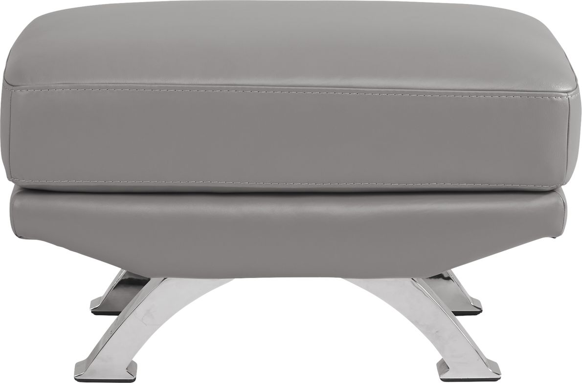 Small grey online leather ottoman