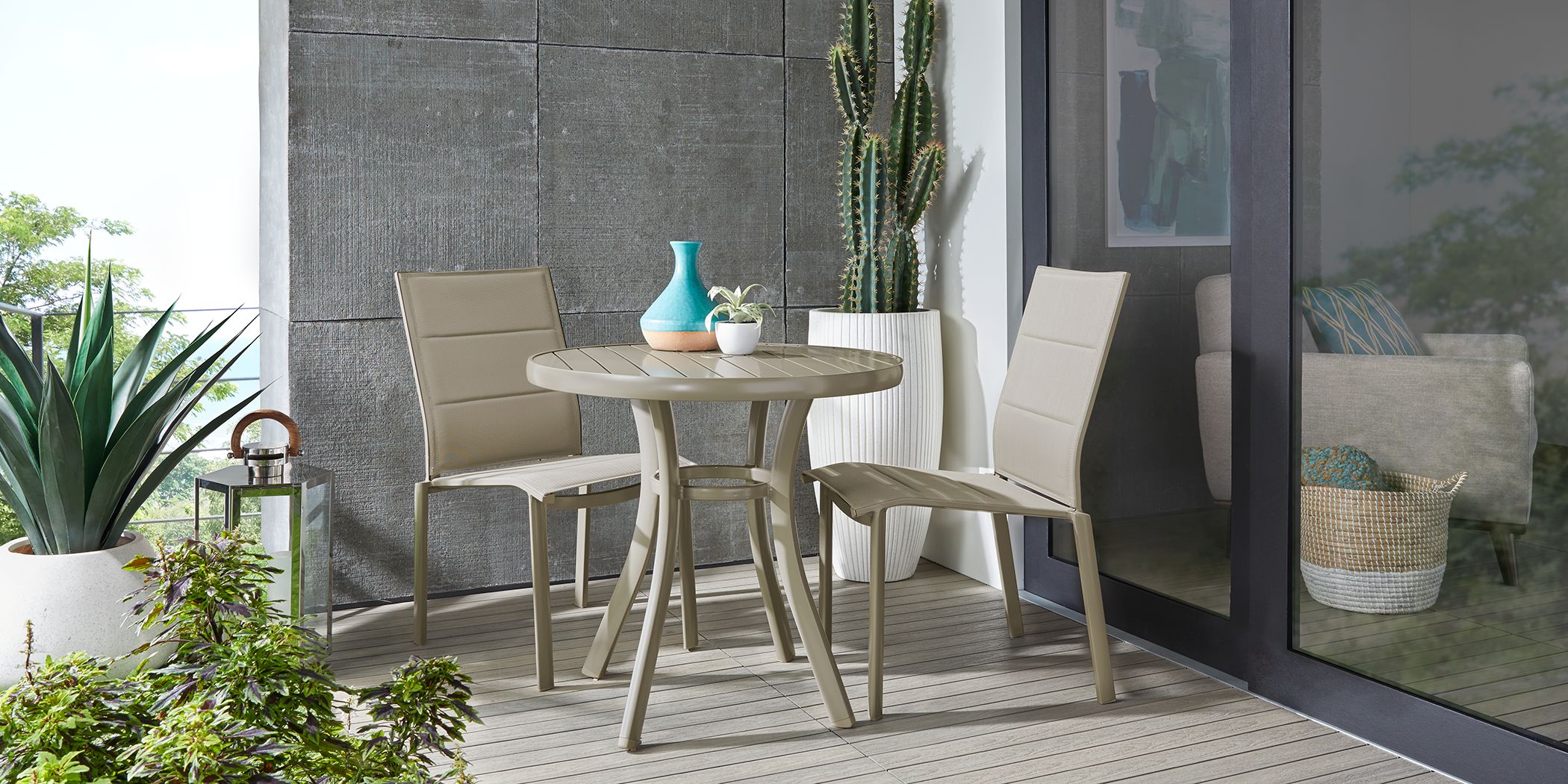 Solana Taupe 3 Pc Outdoor Dining Set