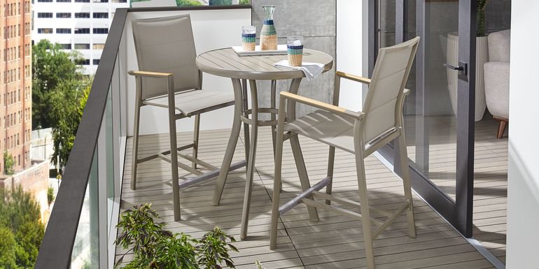 Solana Taupe 3 Pc Outdoor Balcony Dining Set