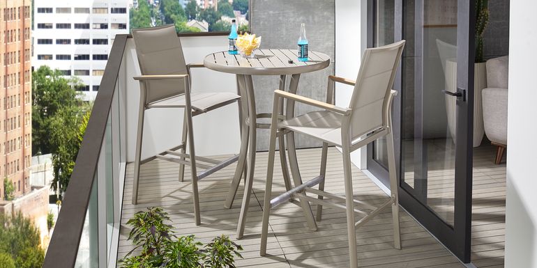 Solana Taupe 3 Pc Outdoor Bar Height Dining Set