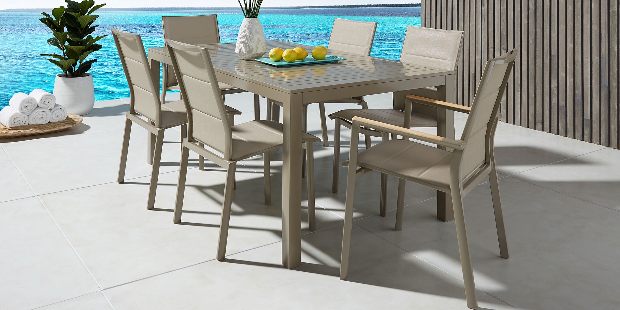 Solana Taupe 5 Pc 70 in. Rectangle Outdoor Dining Set