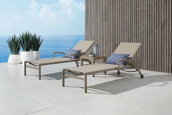 Solana Taupe Outdoor 3 Pc Chaise Set