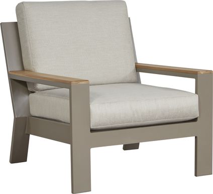 Solana Taupe Outdoor Club Chair with Beige Cushions