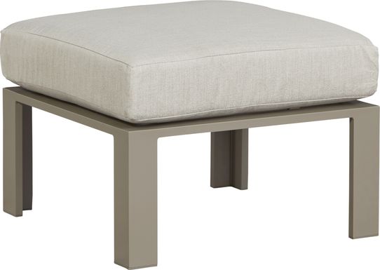 Solana Taupe Outdoor Ottoman with Beige Cushion