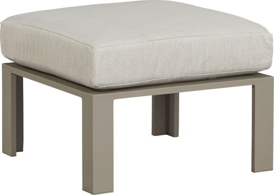 Solana Taupe Outdoor Ottoman with Beige Cushion