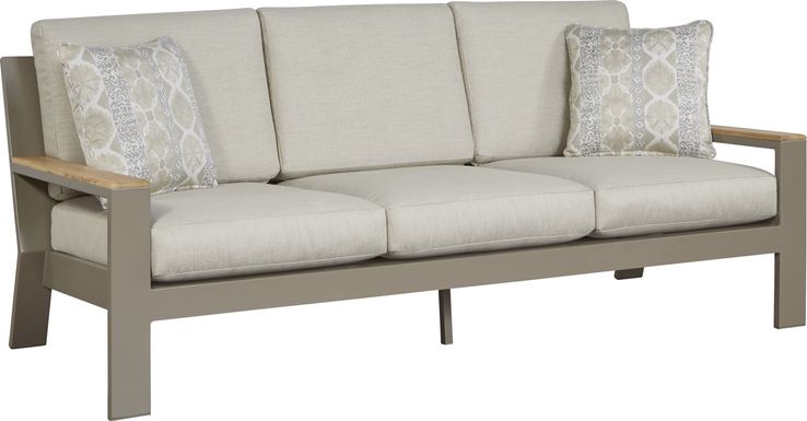 Solana Taupe Outdoor Sofa with Beige Cushions