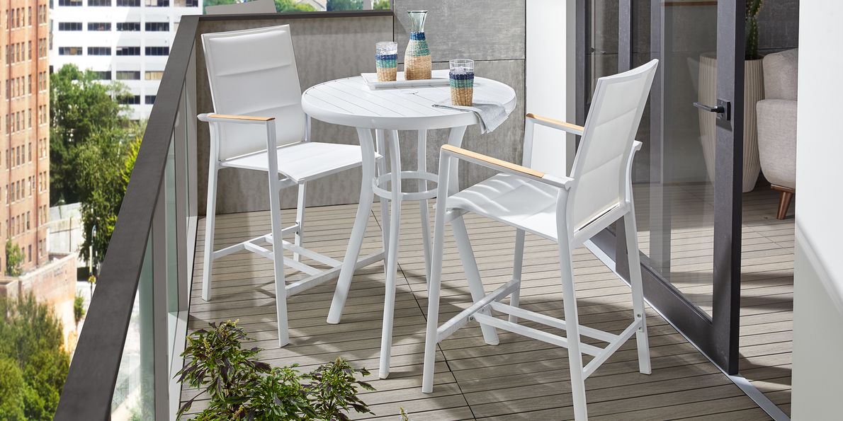 Solana White 3 Pc Outdoor Balcony Dining Set Rooms To Go