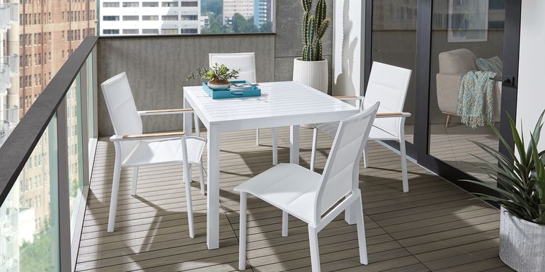 Solana White 5 Pc Outdoor Dining Set