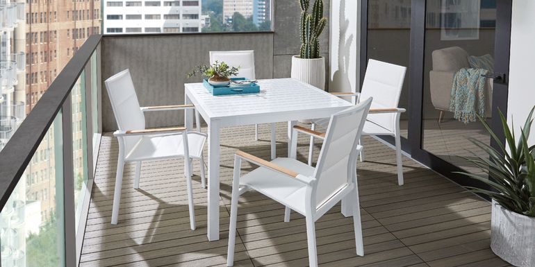 Solana White 5 Pc Outdoor Dining Set