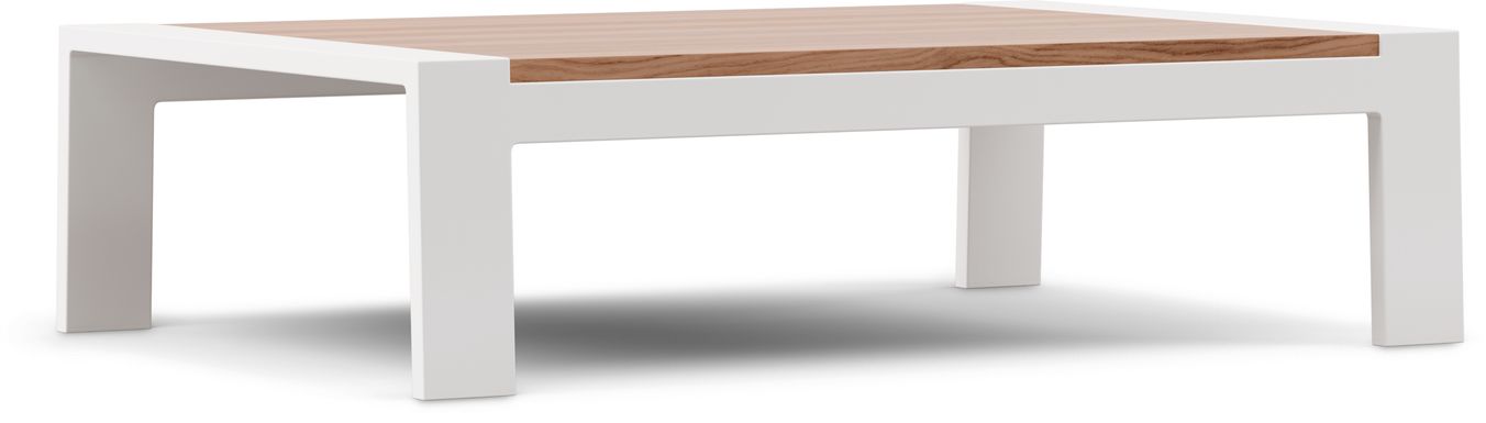 Solana White Outdoor Cocktail Table with Teak Top