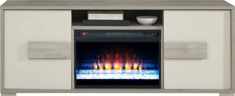 Studio Place Silver 70 in. Console with Electric Fireplace