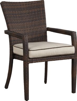 Summerset Way Brown Outdoor Arm Chair with Sandstone Cushion