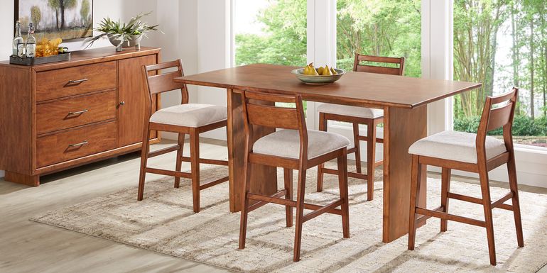 Surrey Ellis Brown 5 Pc Counter Height Dining Room with Panel Back Chairs