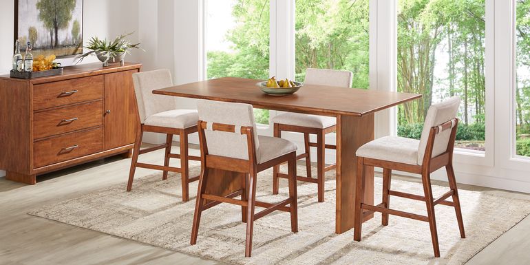 Surrey Ellis Brown 5 Pc Counter Height Dining Room with Upholstered Chairs