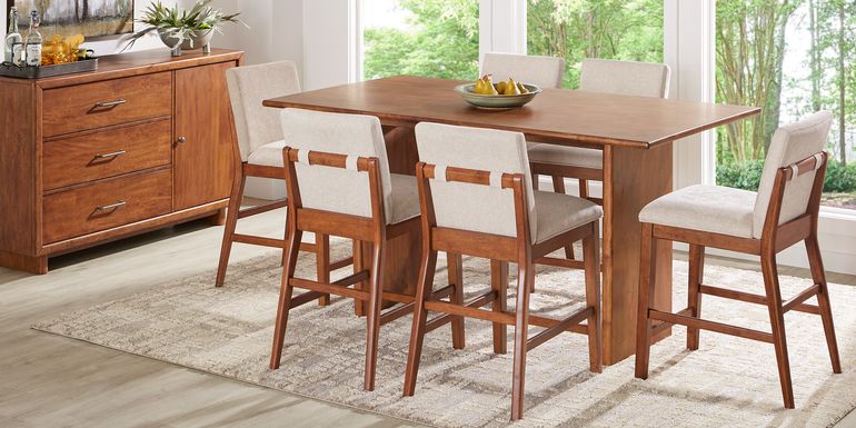 Surrey Ellis Brown 5 Pc Counter Height Dining Room with Upholstered Chairs