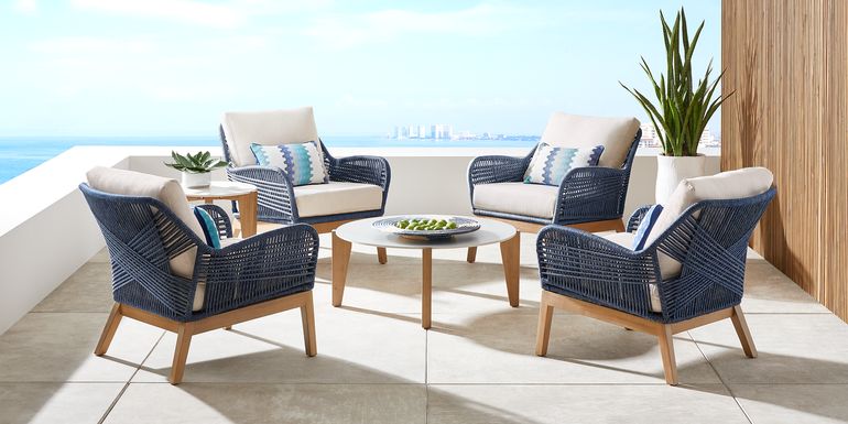 Tessere Blue Outdoor Club Chair, Set of 4