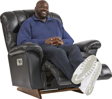 The Shaq Black Leather Dual Power Recliner