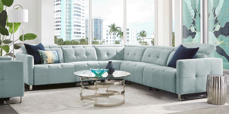 Tifton Park Aqua 5 Pc Dual Power Reclining Sectional