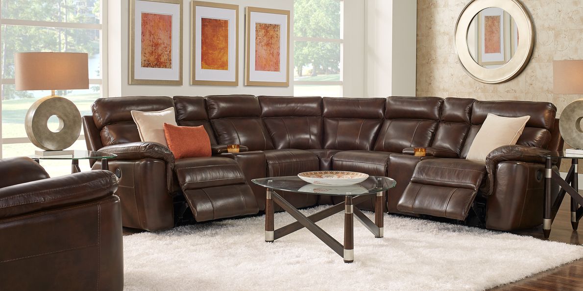 Trafalgar square store reclining leather sectional