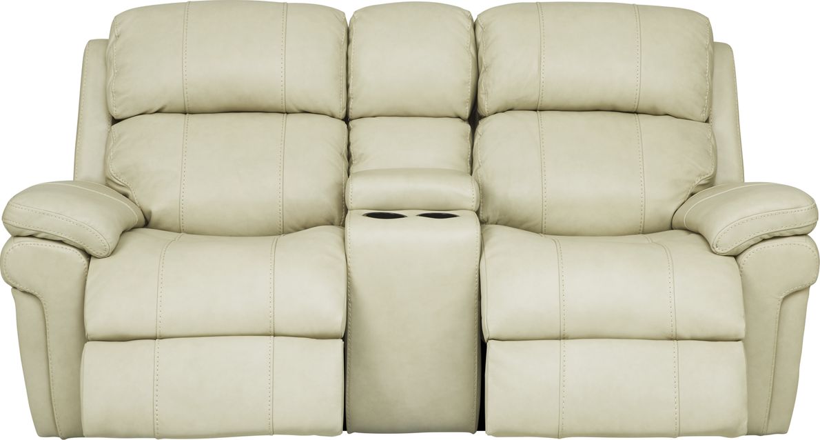 Cream leather on sale loveseat recliner