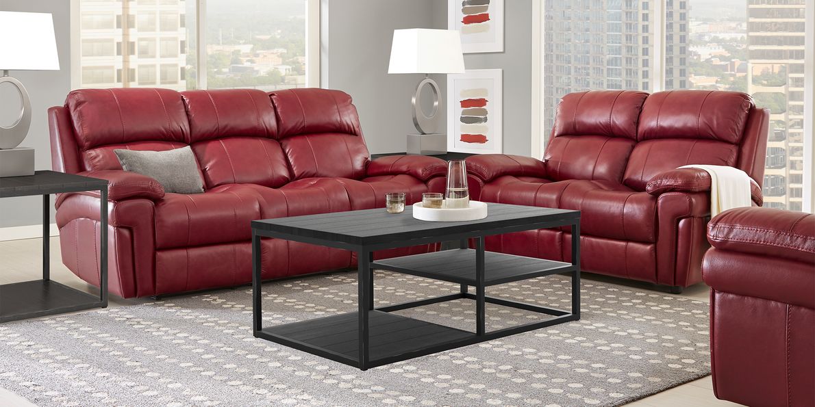 Burgundy leather deals recliner sofa