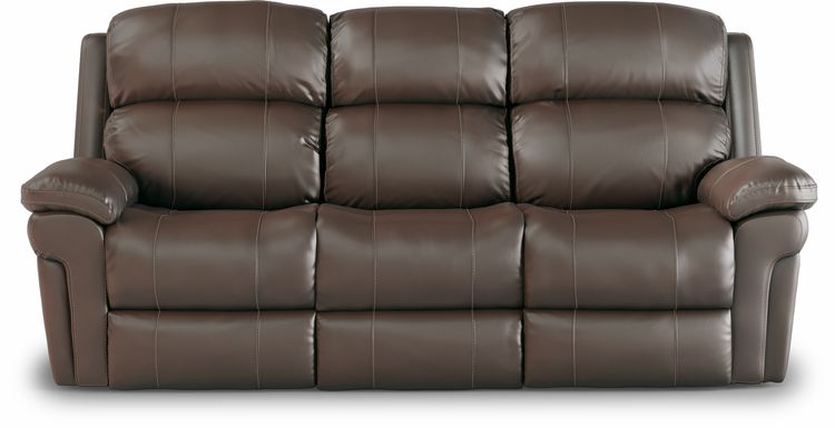Trevino Place Chocolate Leather Dual Power Reclining Sofa