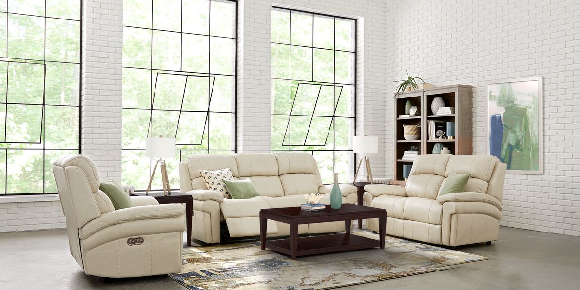 Cream reclining best sale sofa