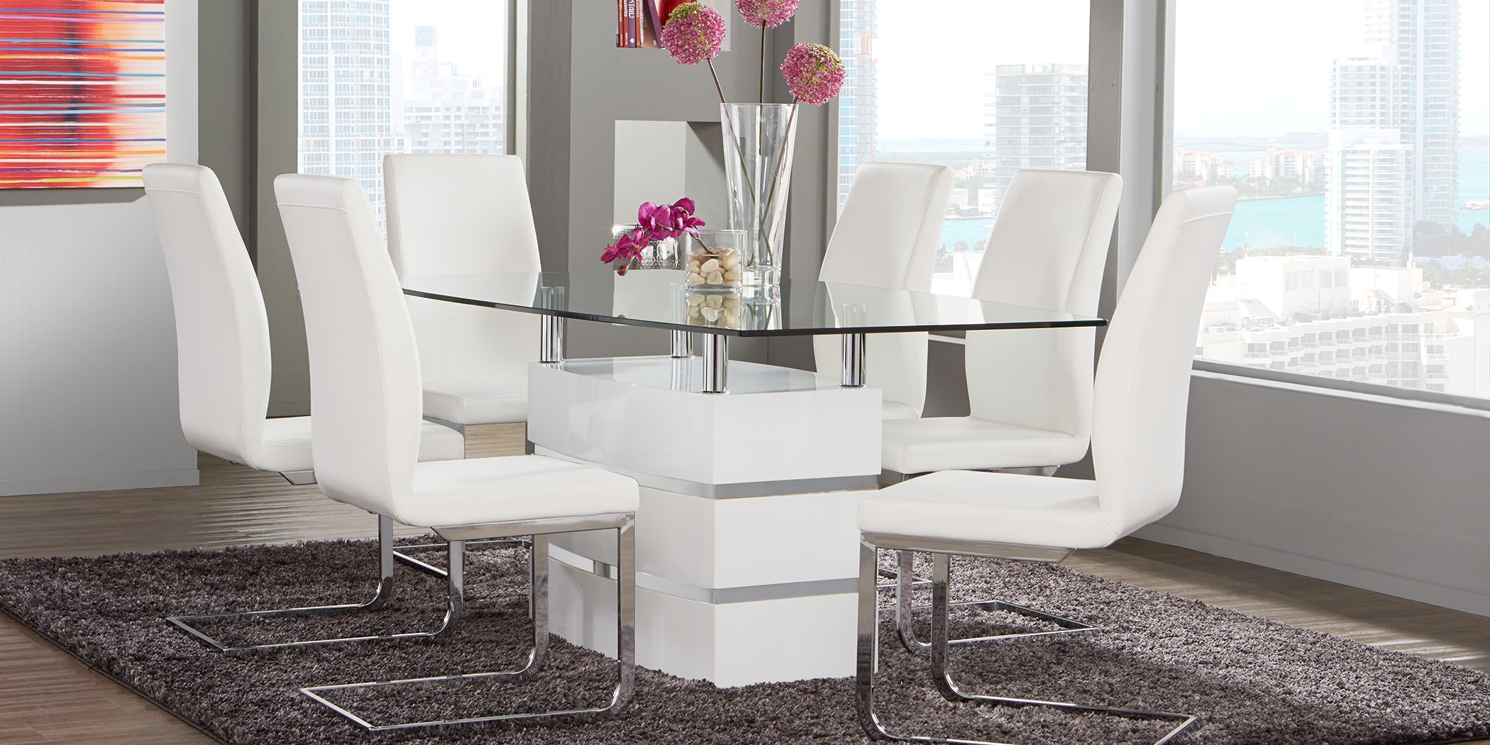 Tria White 7 Pc Rectangle Dining Room