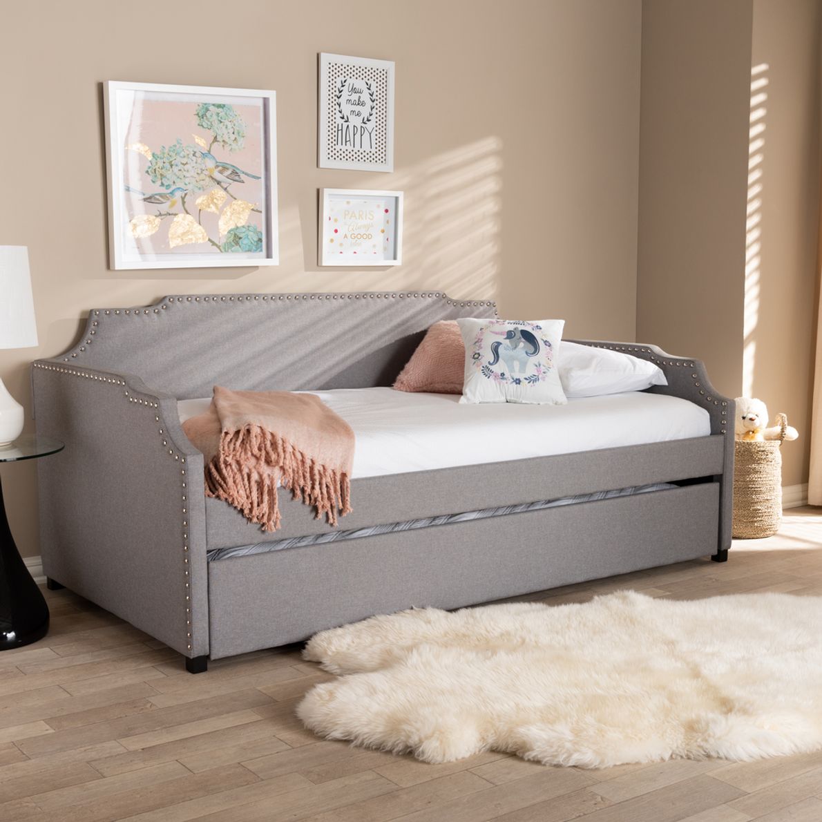 Gray daybed deals with trundle