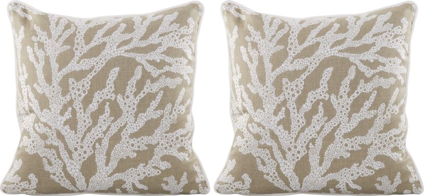 Coral Sand Beige Indoor/Outdoor Accent Pillow, Set of Two