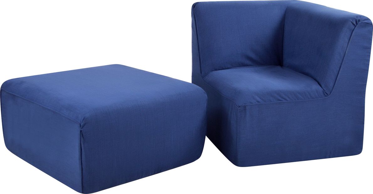 Varian Tween Navy Corner Chair and Ottoman Rooms To Go