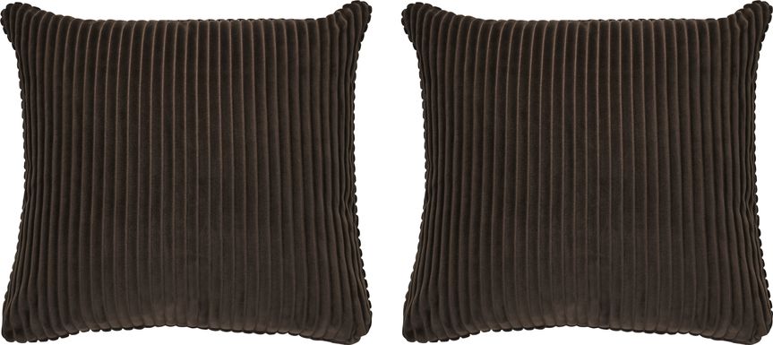 Velvet Cord Chocolate Pillow, Set of Two