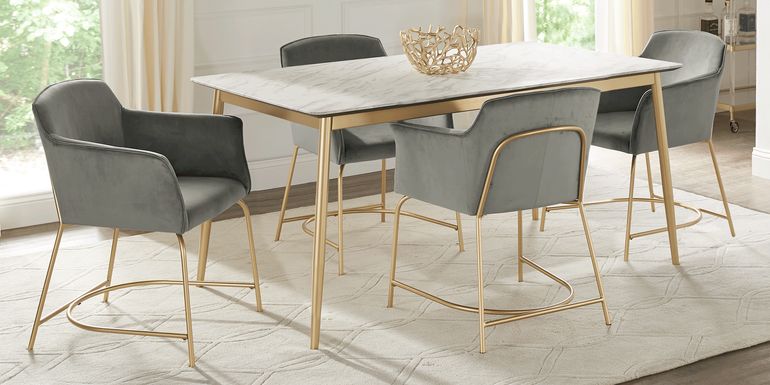 Venetian Court Gold 5 Pc Dining Room with Gray Chairs