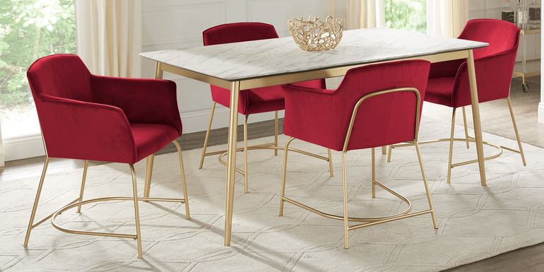 Venetian Court Gold 5 Pc Dining Room with Red Chairs