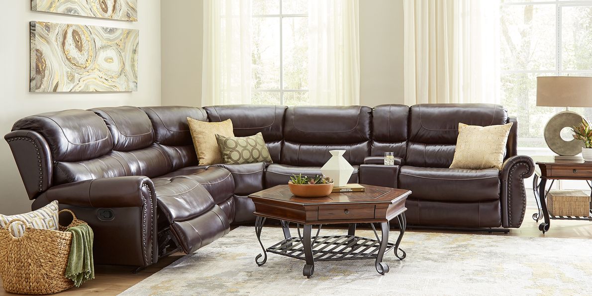 Venezio Brown Leather 10 Pc Reclining Sectional Living Room