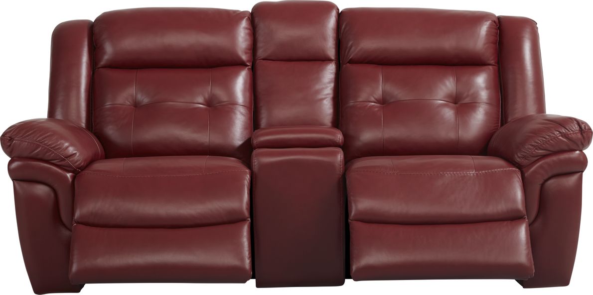 Ventoso red store leather reclining sofa