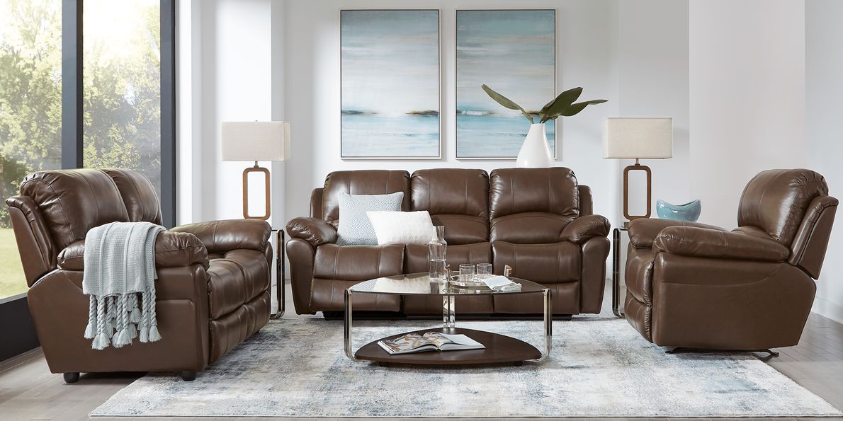 Vercelli brown store leather reclining sofa