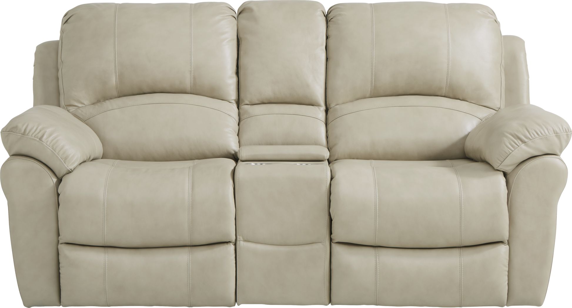 Beige reclining loveseat store with console