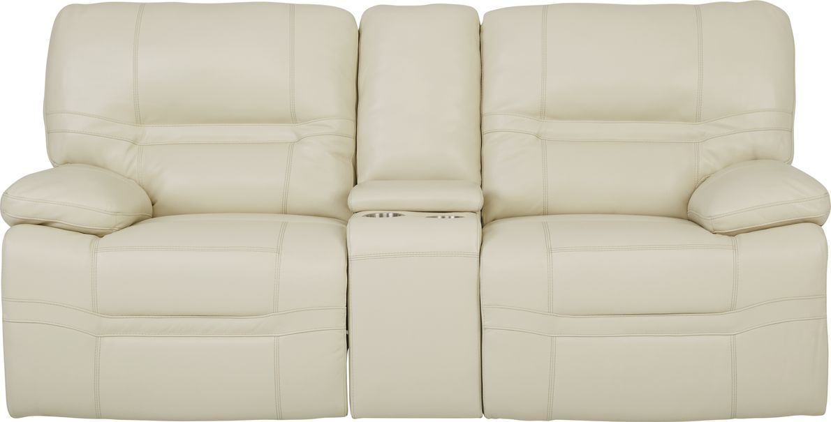 Beige reclining loveseat store with console