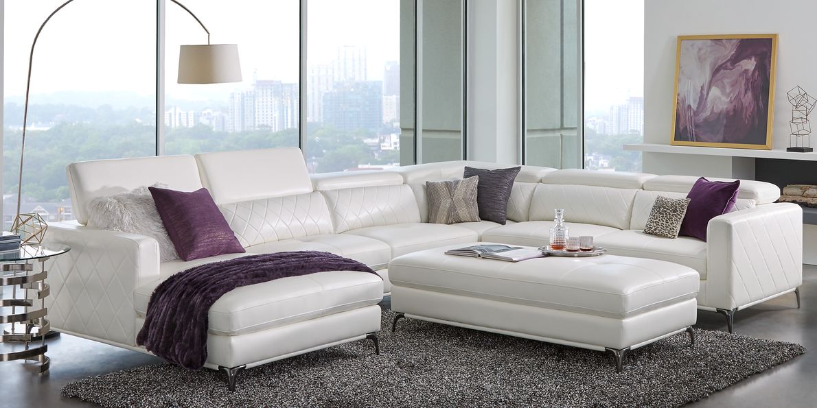 Via Sorrento White 5 Pc Sectional Living Room Rooms To Go