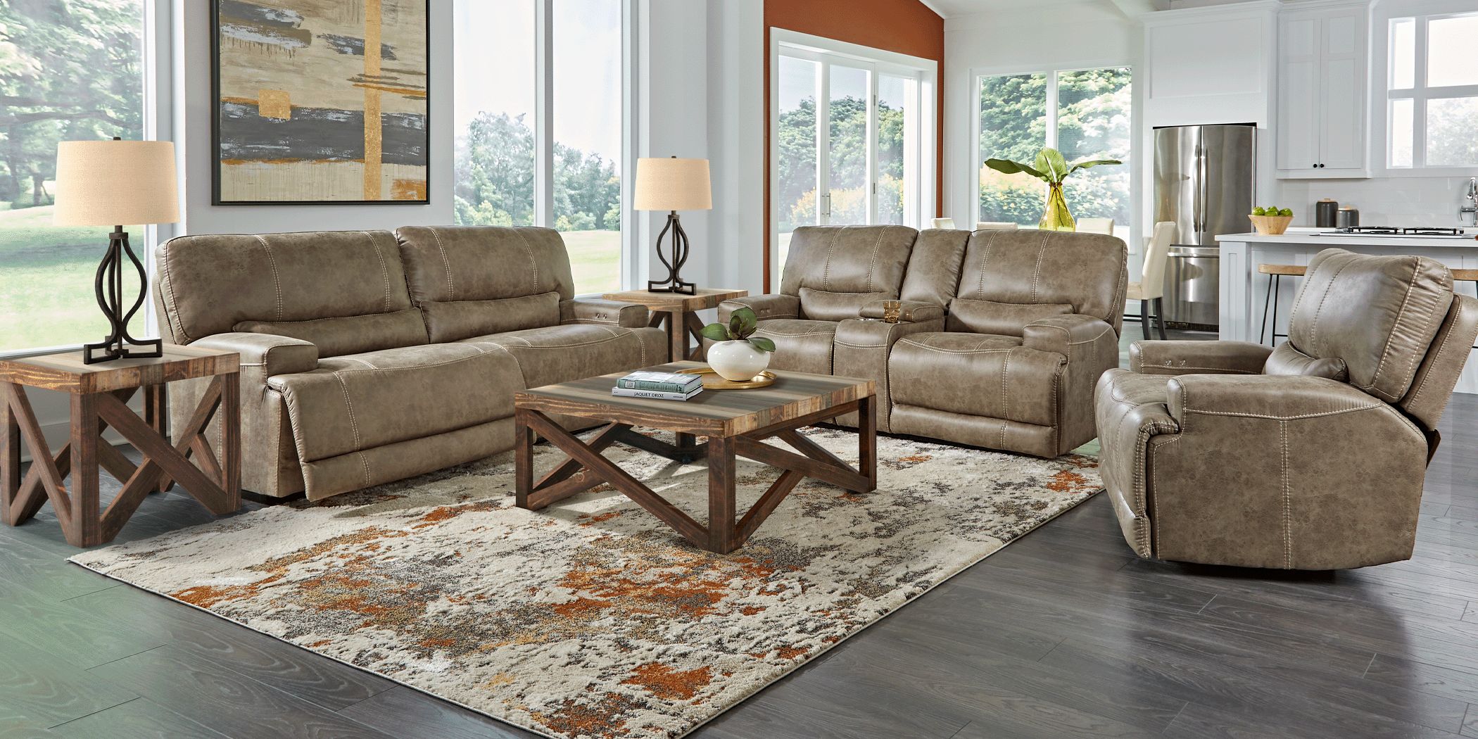 Warrendale Beige 5 Pc Power Reclining Living Room