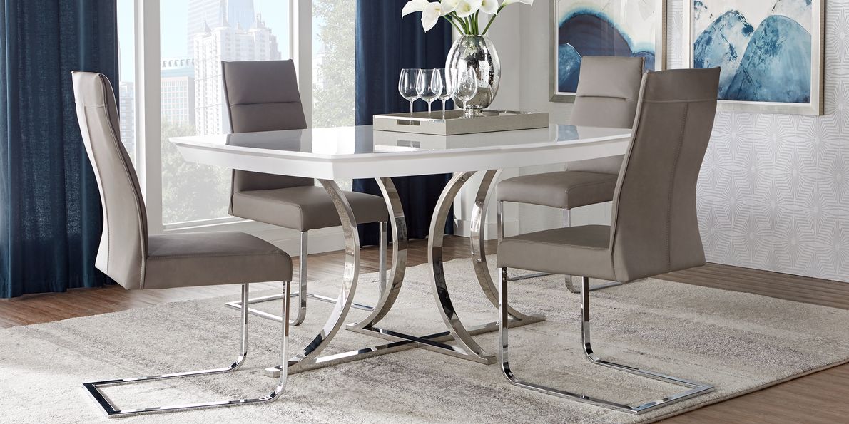 Washington Square White Pc Dining Room with Gray Chairs