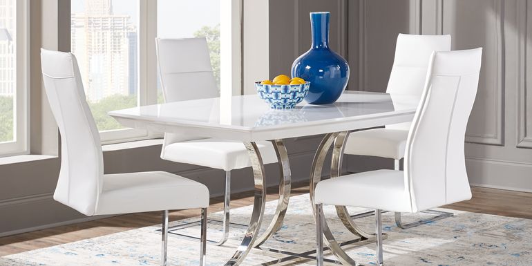 Washington Square White 5 Pc Dining Room with White Chairs