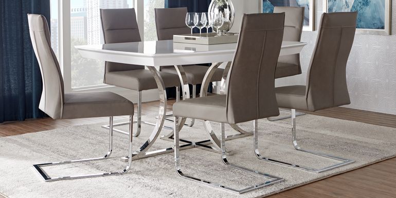 Washington Square White 7 Pc Dining Room with Gray Chairs